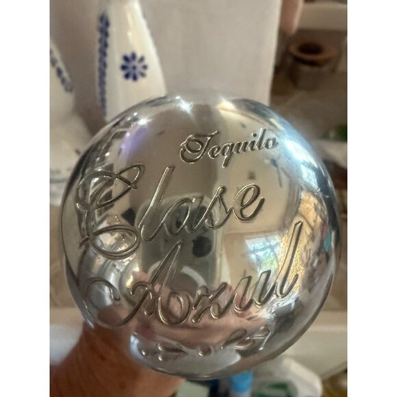 Clase Azul Tequila Bottle Trio Blue & White Ceramic With Silver Stopper 15" EMP - Picture 2 of 9